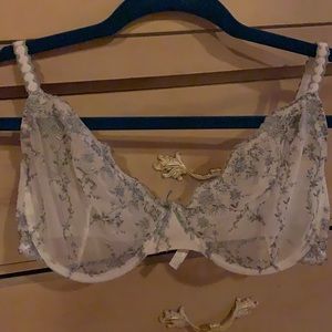 White/Navy Floral see-through lingerie